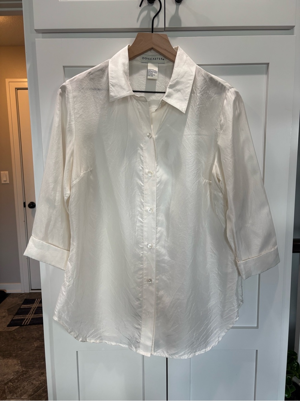 Doncaster Ivory Silk Button-Front Blouse